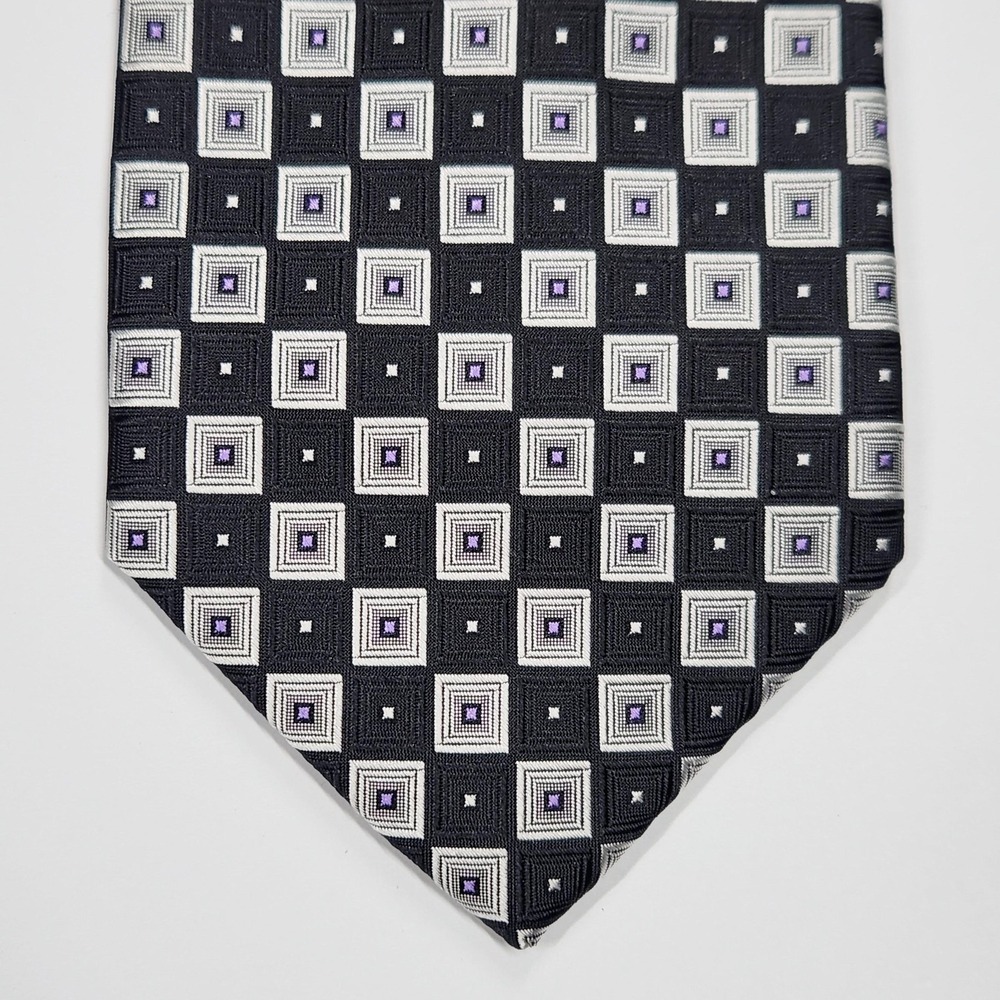 Jos A Bank Tie Mens One Size Black Geometric Silk Executive Collection Jacquard